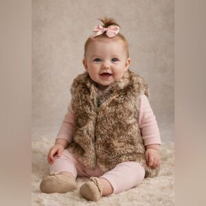 Starting Out Faux Fir Zip Up Vest Size 6 Months